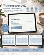 Novalya Wochenplaner 2027 – Dusty Blue | Digitaler Wochenplaner